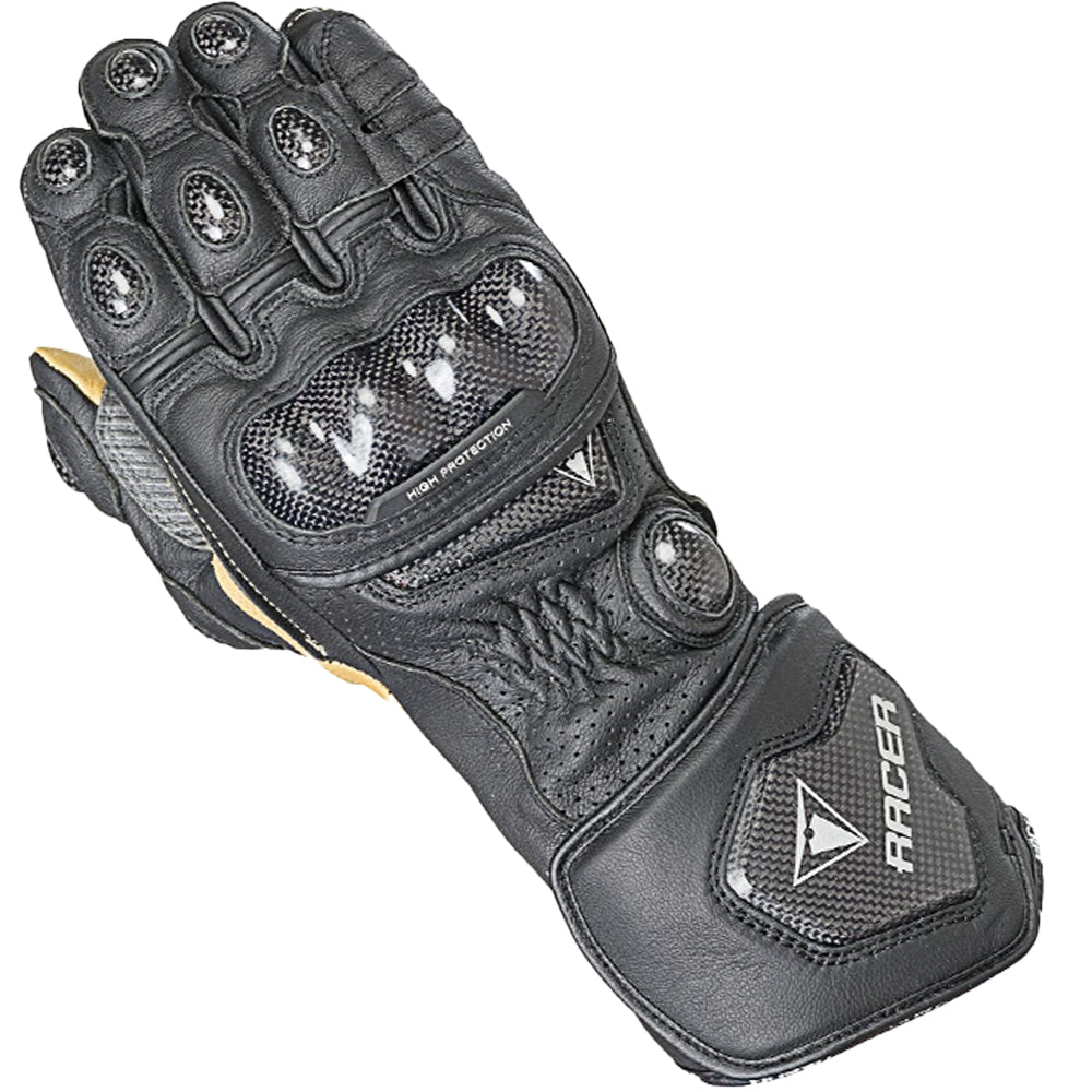 Racer Black High Motorcycle Gloves